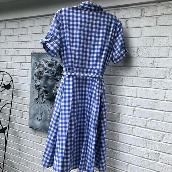Talbots Blue Ruffled Smocked Midi Dress - Picture 9 of 14
